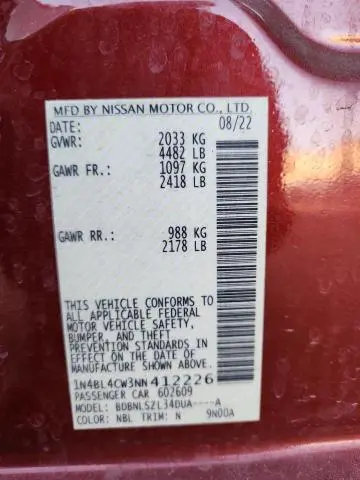 2022 NISSAN ALTIMA SR  