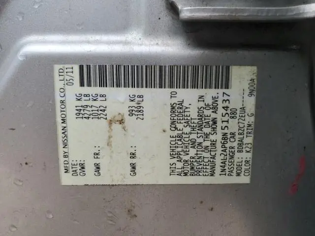 2011 NISSAN ALTIMA BASE  
