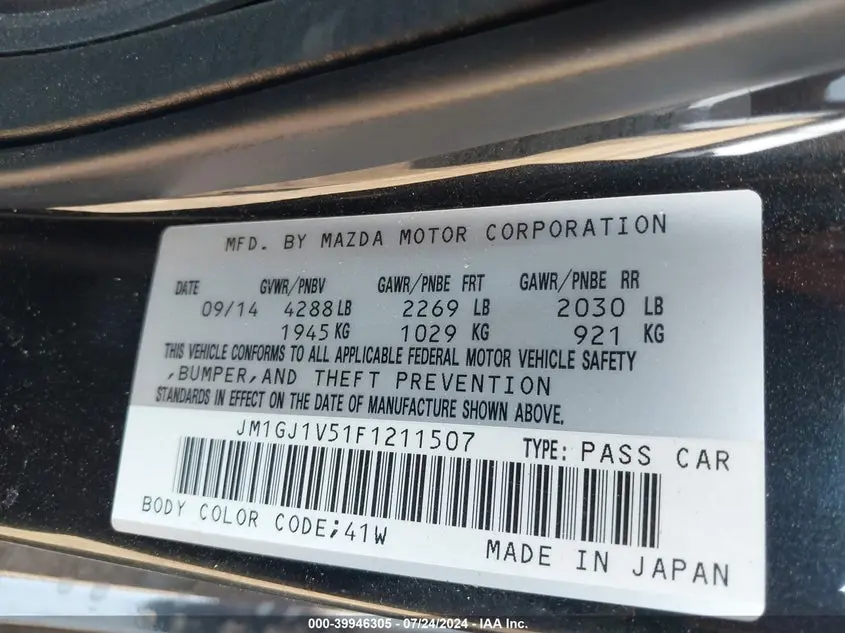 2015 MAZDA MAZDA6  