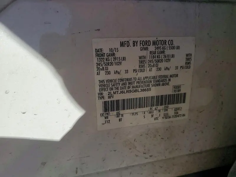 2016 LINCOLN MKX RESERVE  