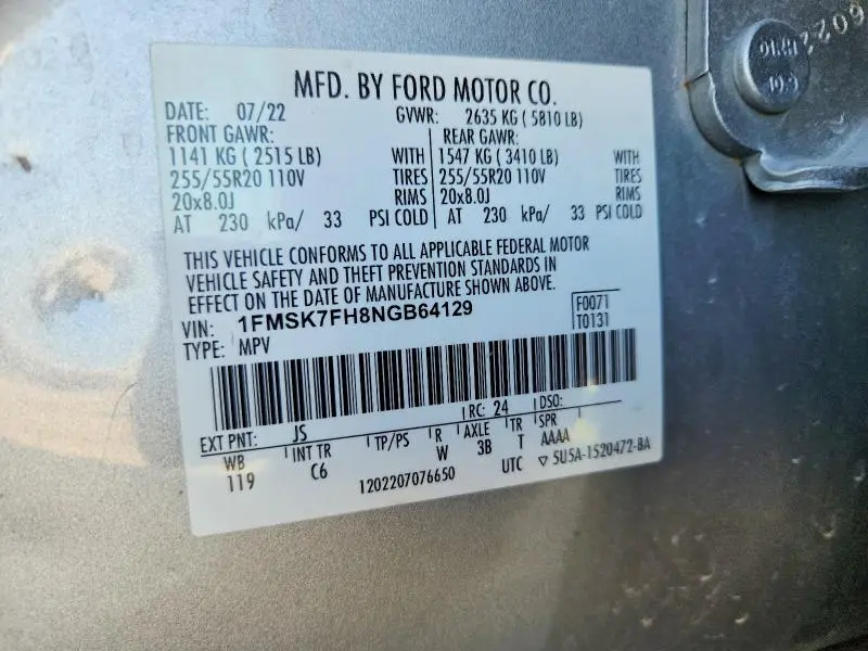 2022 FORD EXPLORER LIMITED  
