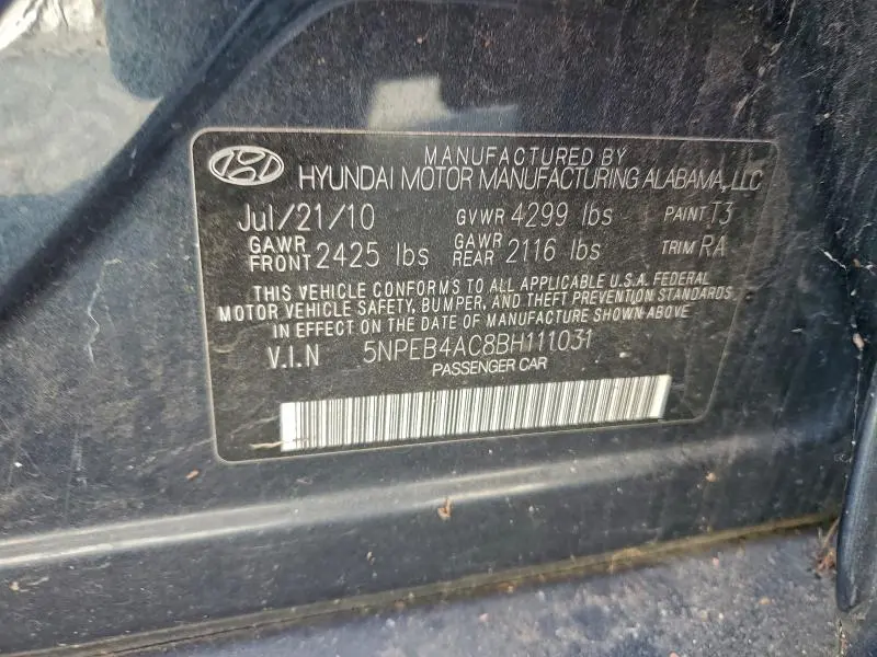 2011 HYUNDAI SONATA GLS  