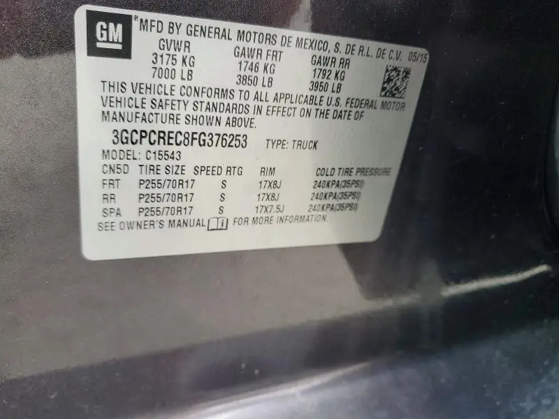 2015 CHEVROLET SILVERADO C1500 LT  