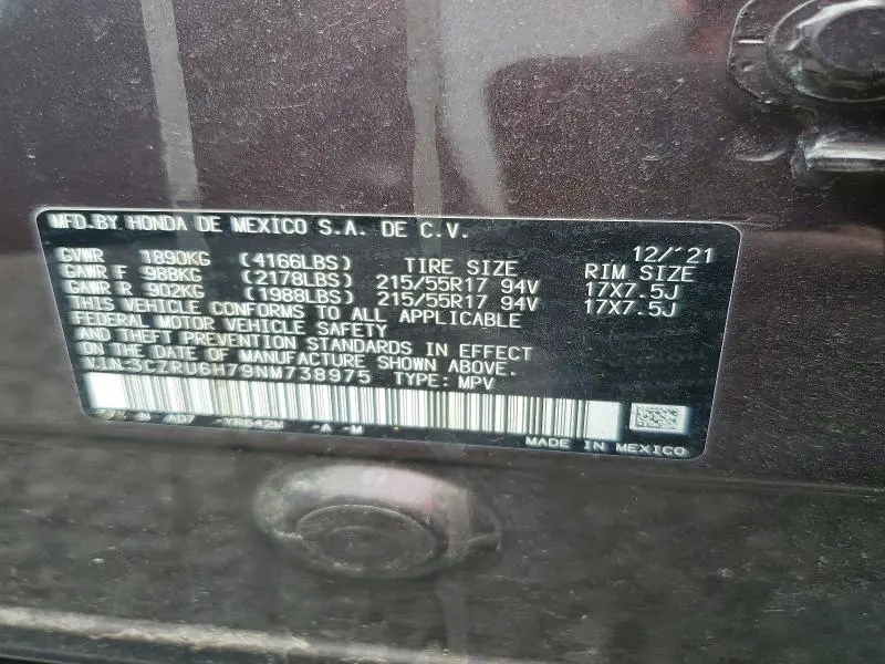 2022 HONDA HR-V EXL  