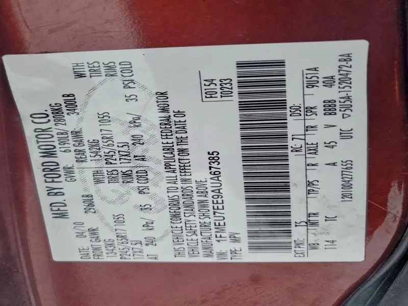 2010 FORD EXPLORER EDDIE BAUER  