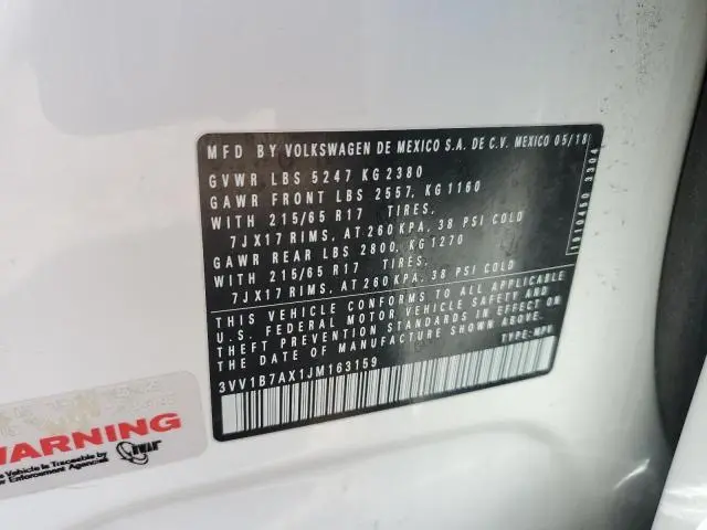 2018 VOLKSWAGEN TIGUAN S  