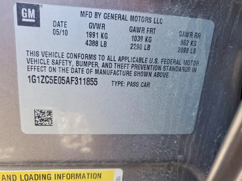 2010 CHEVROLET MALIBU 1LT  