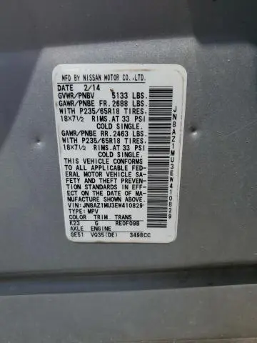 2014 NISSAN MURANO S  