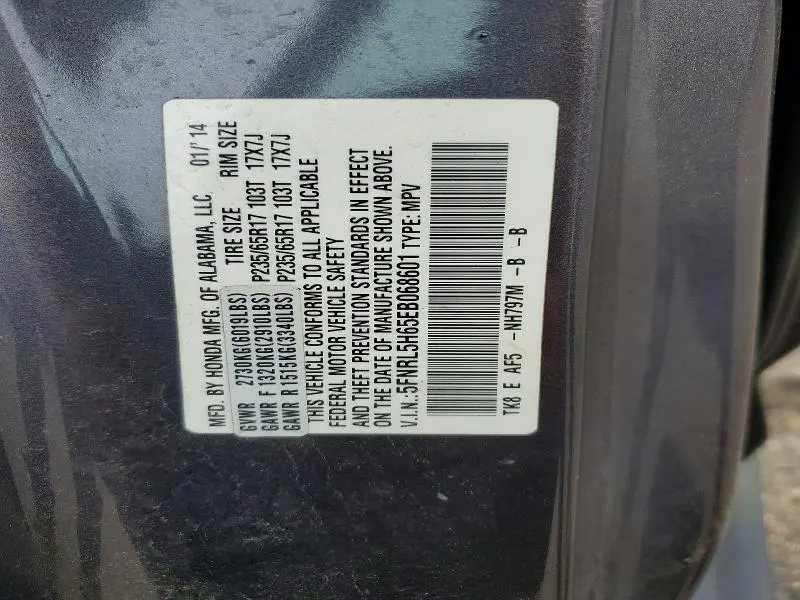 2014 HONDA ODYSSEY EXL  