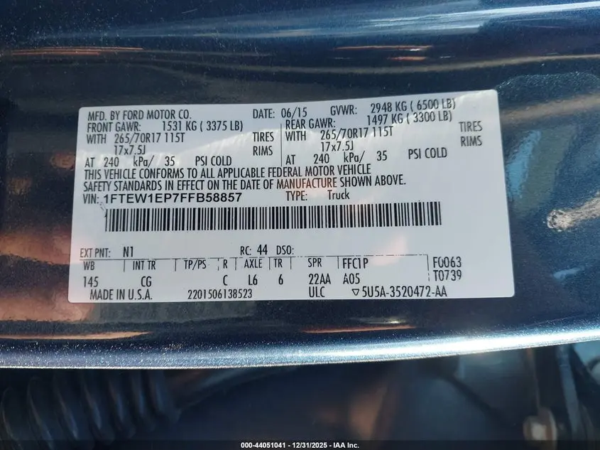 2015 FORD F-150 XL