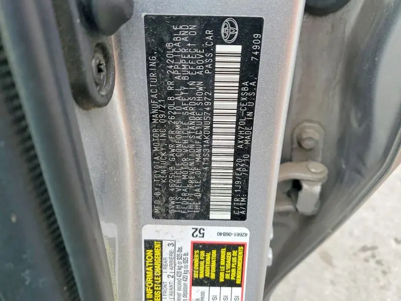 2022 TOYOTA CAMRY NIGHT SHADE  
