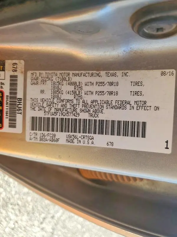 2016 TOYOTA TUNDRA SR5  
