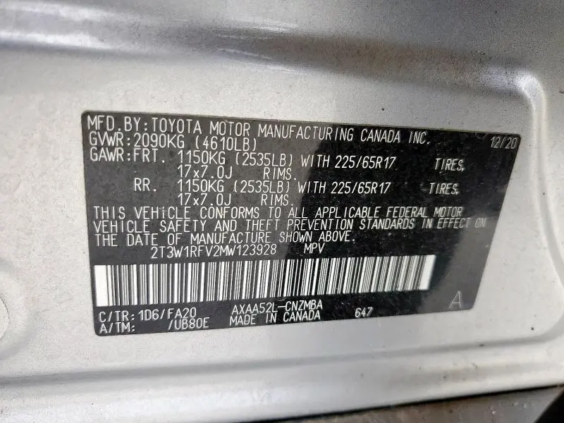 2021 TOYOTA RAV4 XLE  