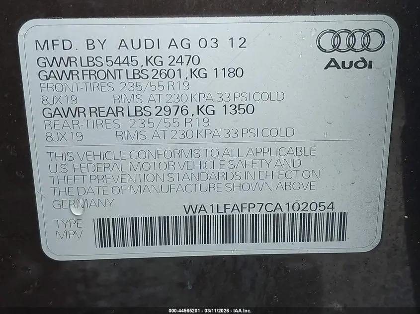 2012 AUDI Q5 2.0T PREMIUM