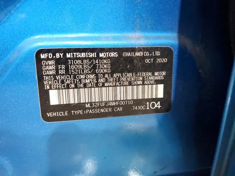 2021 MITSUBISHI MIRAGE G4 ES  