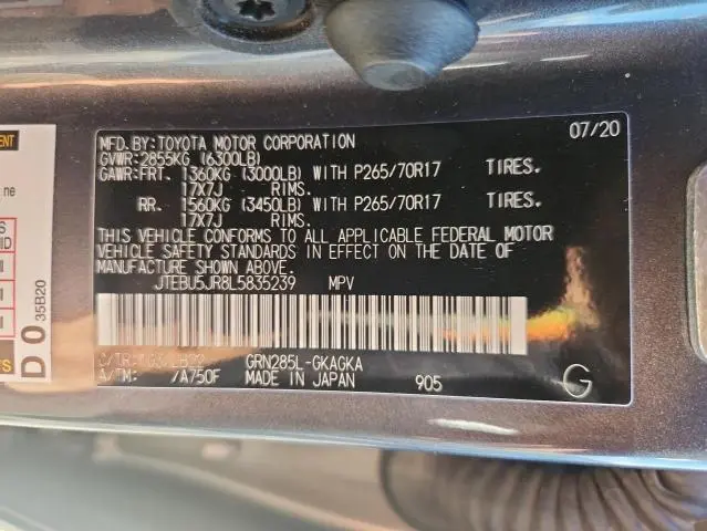 2020 TOYOTA 4RUNNER SR5/SR5 PREMIUM  