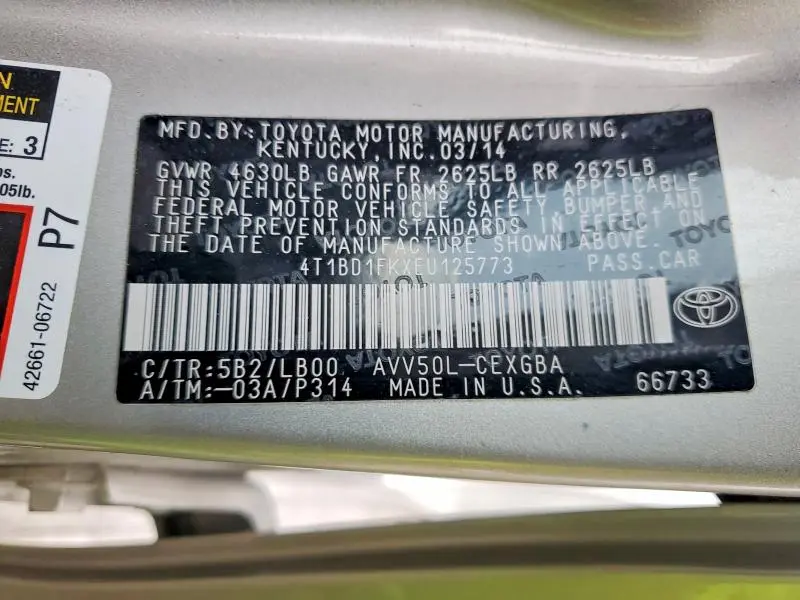 2014 TOYOTA CAMRY HYBRID  