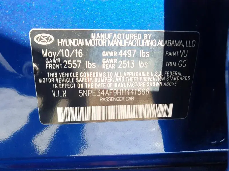 2017 HYUNDAI SONATA SPORT  