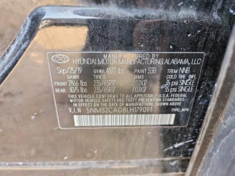 2020 HYUNDAI SANTA FE SE  