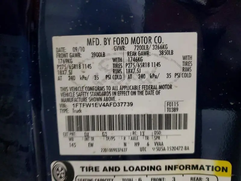 2010 FORD F150 SUPERCREW  