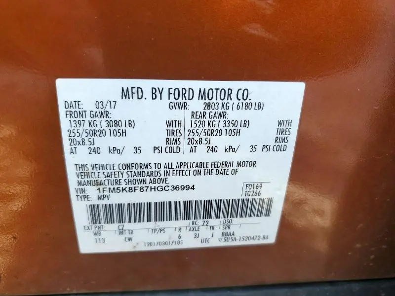 2017 FORD EXPLORER LIMITED  