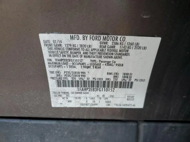 2015 FORD TAURUS SEL  