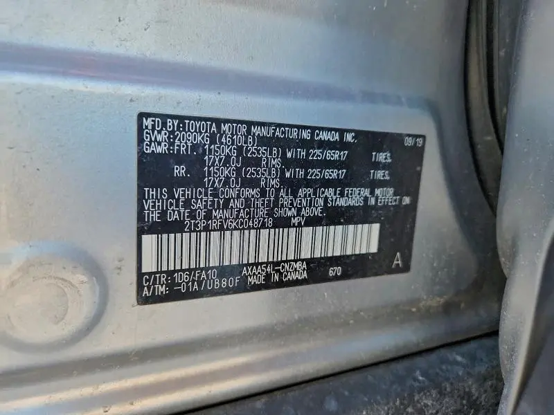 2019 TOYOTA RAV4 XLE  