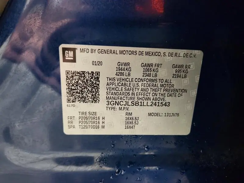 2020 CHEVROLET TRAX 1LT  