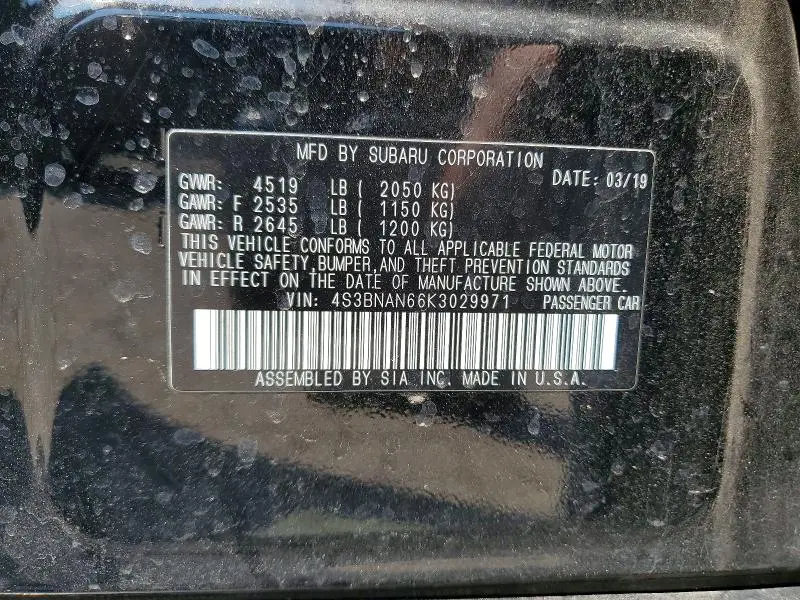 2019 SUBARU LEGACY 2.5I LIMITED  