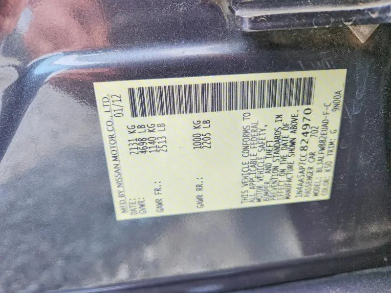 2012 NISSAN MAXIMA 3.5 S  