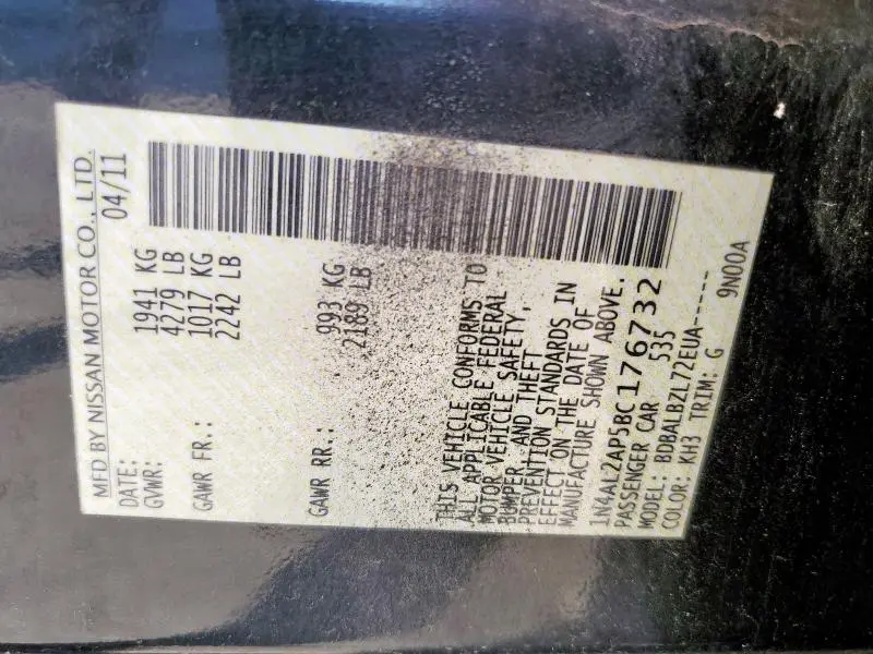 2011 NISSAN ALTIMA BASE  