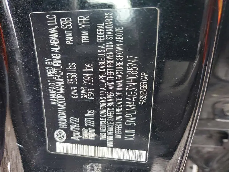 2022 HYUNDAI ELANTRA SEL  