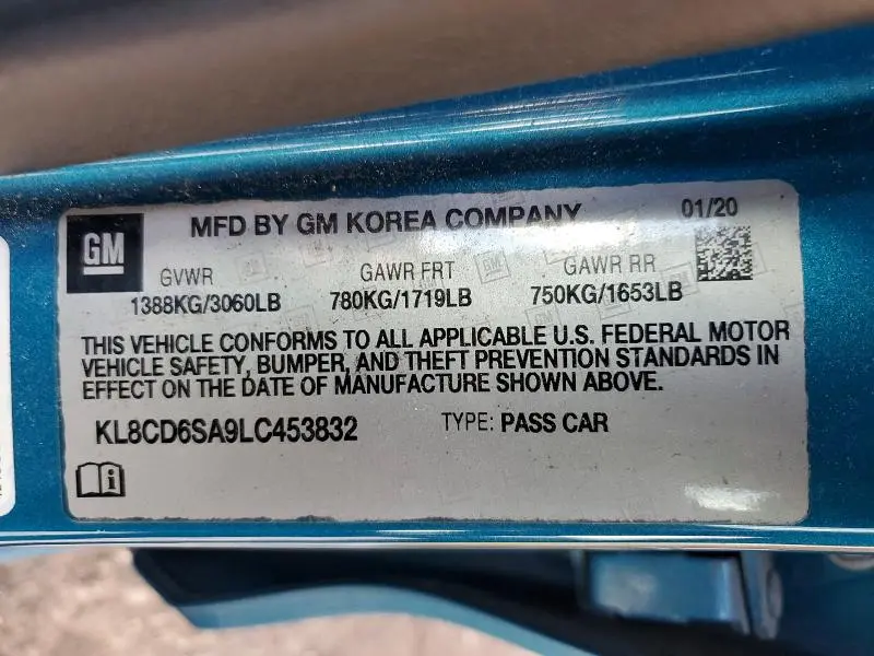 2020 CHEVROLET SPARK 1LT  