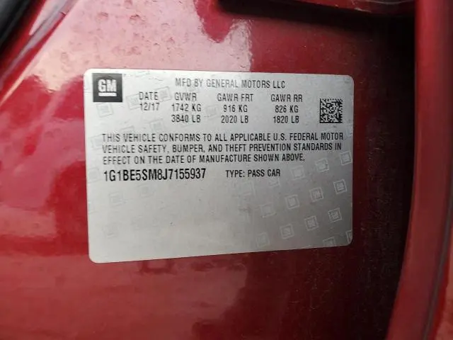 2018 CHEVROLET CRUZE LT  