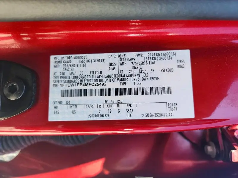2021 FORD F150 SUPERCREW  