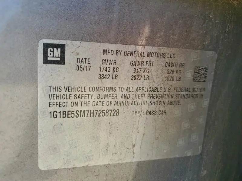 2017 CHEVROLET CRUZE LT  