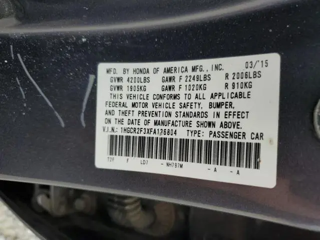 2015 HONDA ACCORD LX  