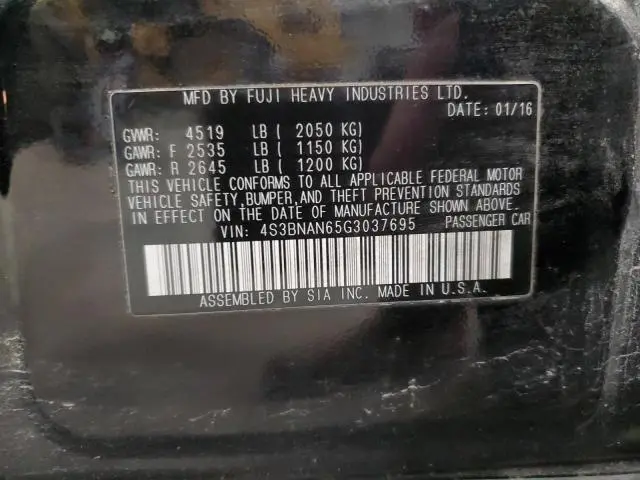 2016 SUBARU LEGACY 2.5I LIMITED  