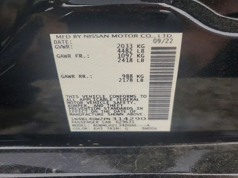 2023 NISSAN ALTIMA SV  