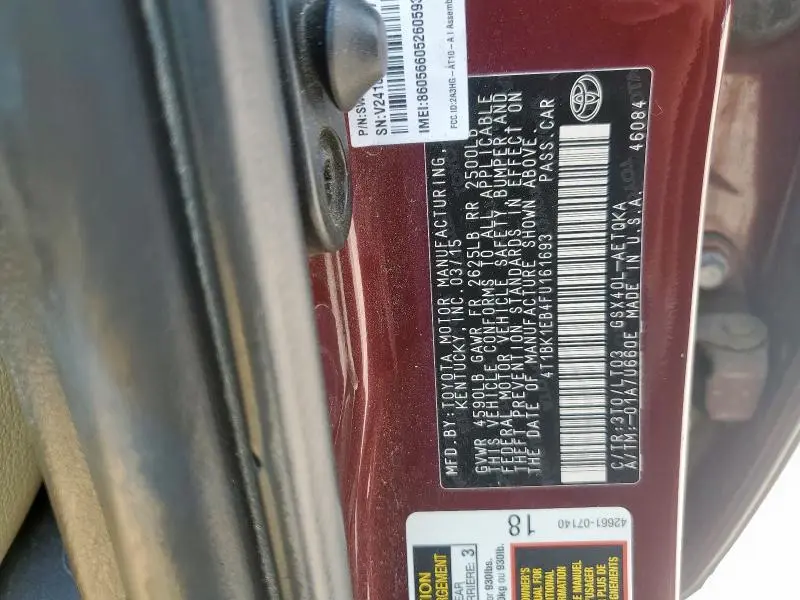 2015 TOYOTA AVALON XLE