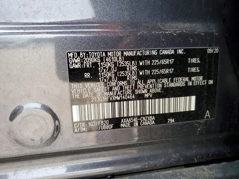2021 TOYOTA RAV4 LE  