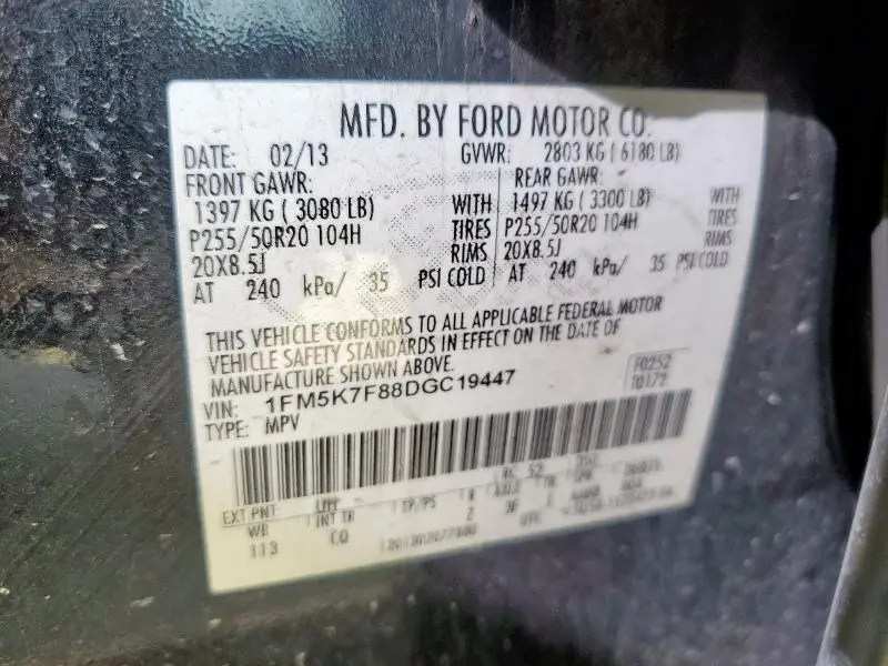 2013 FORD EXPLORER LIMITED  