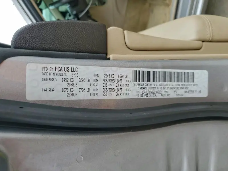 2016 JEEP GRAND CHEROKEE OVERLAND  