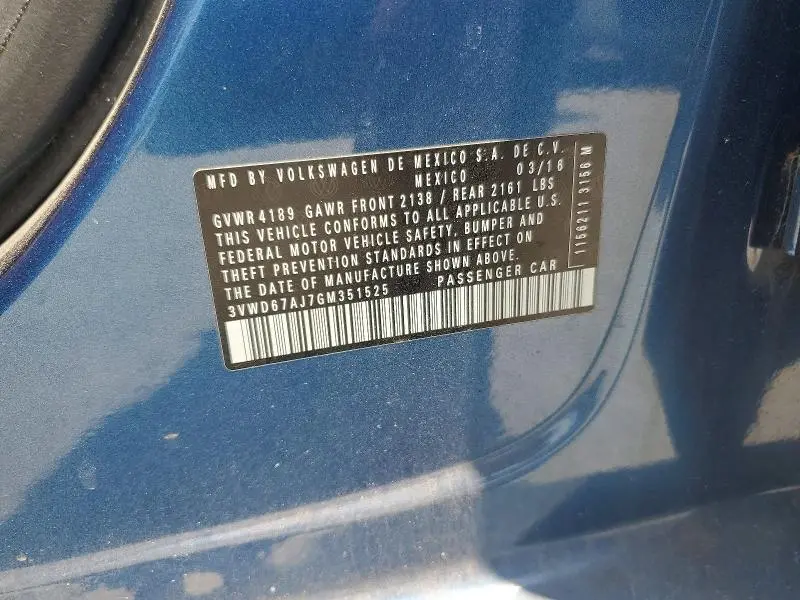 2016 VOLKSWAGEN JETTA SE  