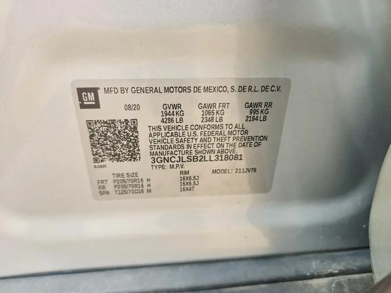 2020 CHEVROLET TRAX 1LT  