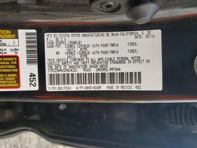 2016 TOYOTA TACOMA DOUBLE CAB  