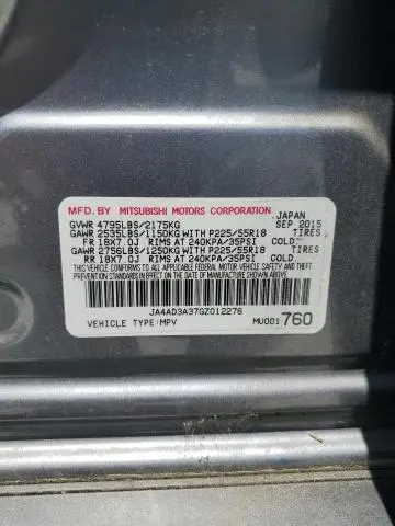 2016 MITSUBISHI OUTLANDER SE  