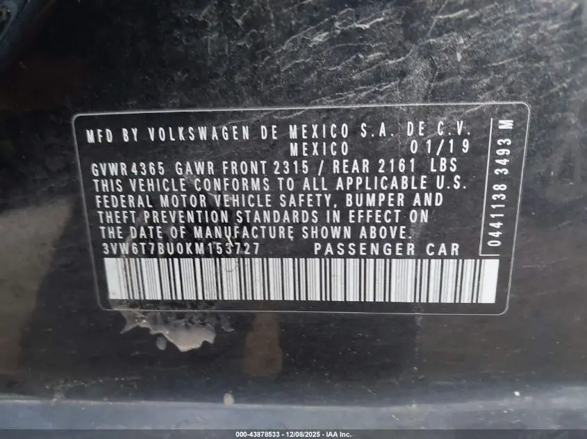 2019 VOLKSWAGEN JETTA GLI 2.0T 35TH ANNIVERSARY EDITION/2.0T AUTOBAHN/2.0T S