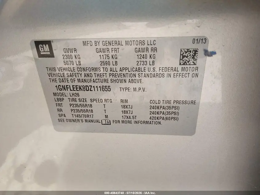 2013 CHEVROLET EQUINOX LT