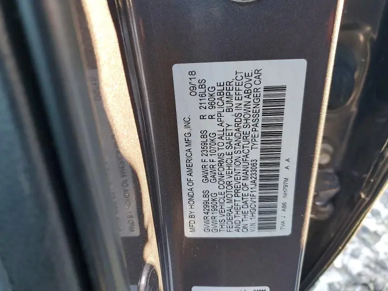 2018 HONDA ACCORD LX  